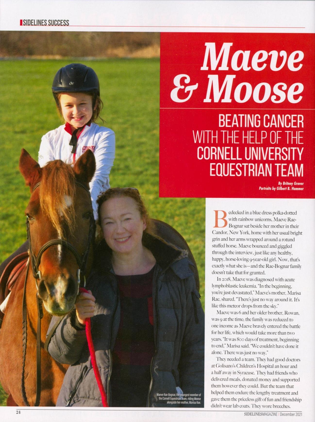 Maeve & Moose: Beating Cancer with the Help of the Cornell University Equestrian Team &mdash; Sidelines Magazine story opener