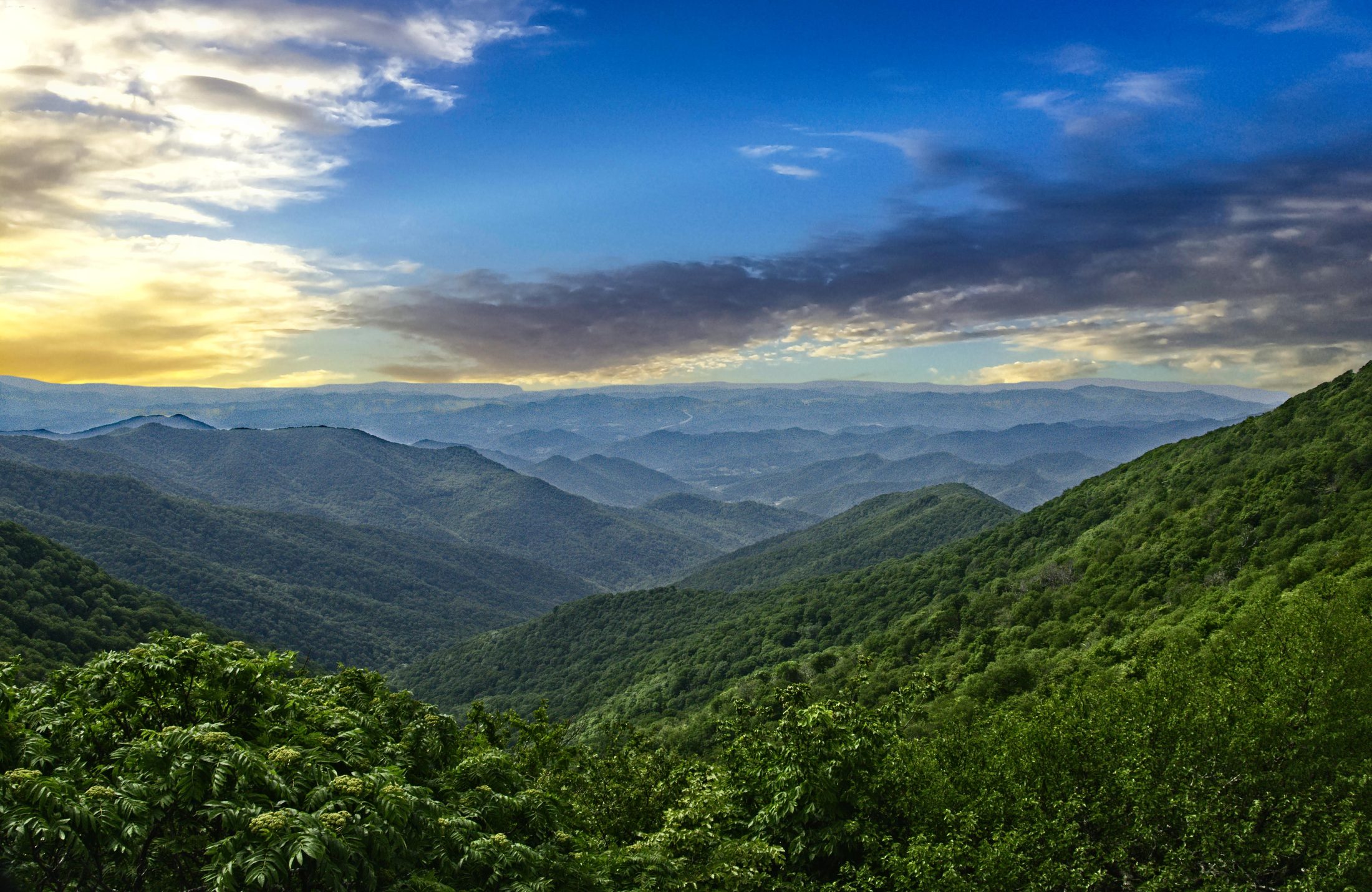 Blue Ridge Parkway mountains at dusk