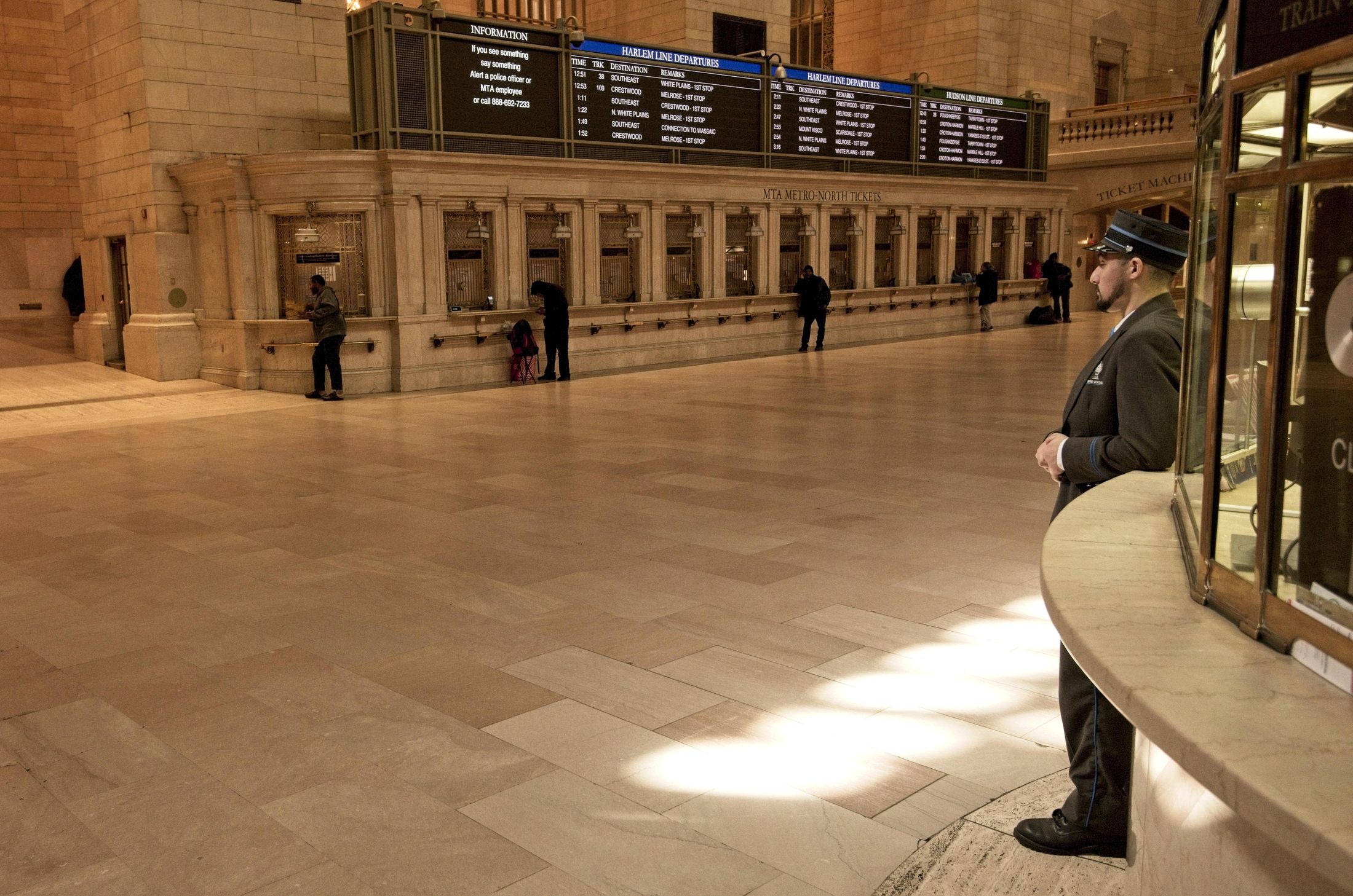 Empty Grand Central Terminal, ticket windows