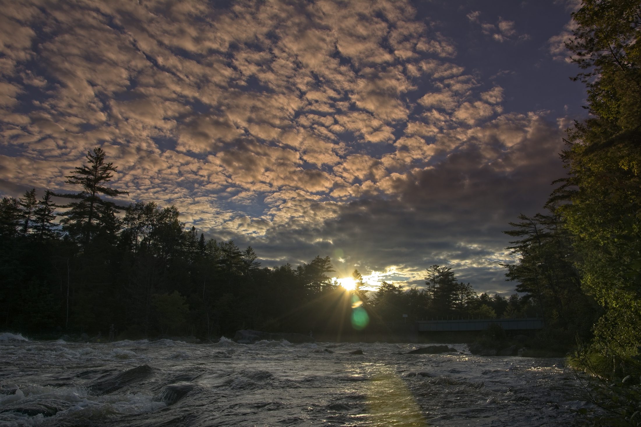 River rapids at sunset near Big Eddie
